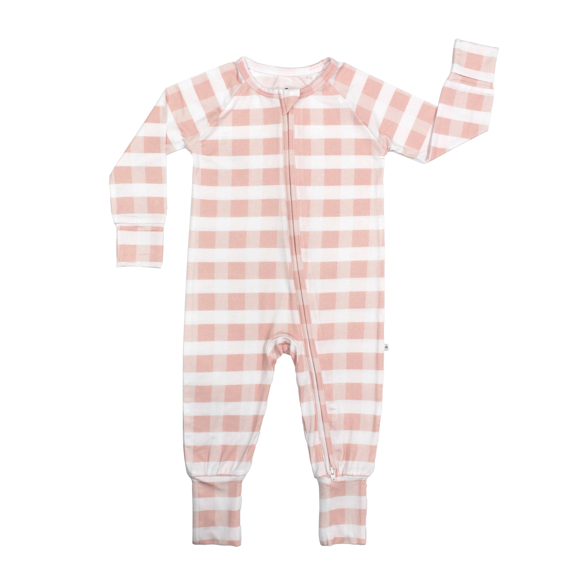 PINK GINGHAM BAMBOO FOOTIE ROMPER