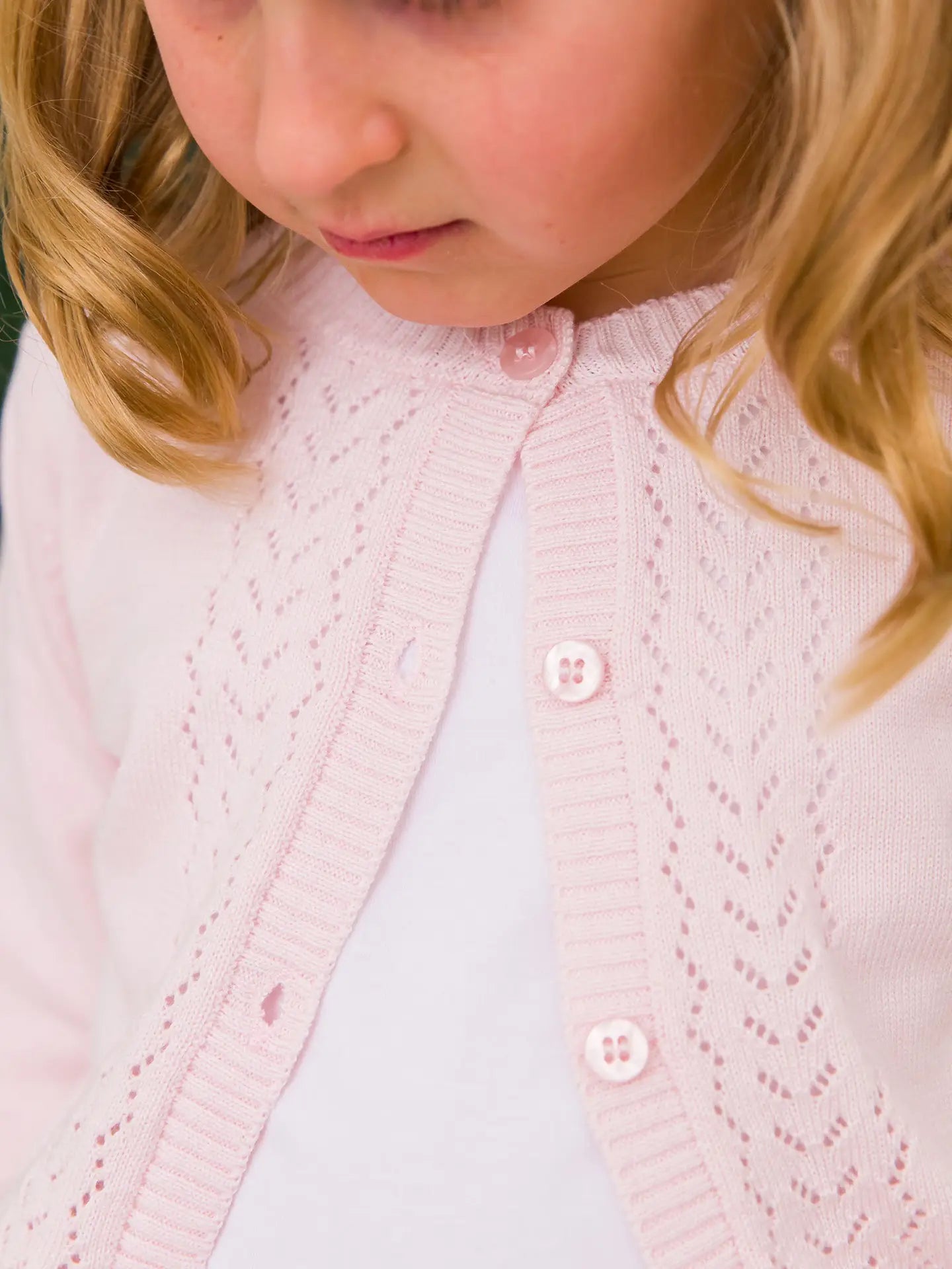 BABY PINK POINTELLE CARDIGAN