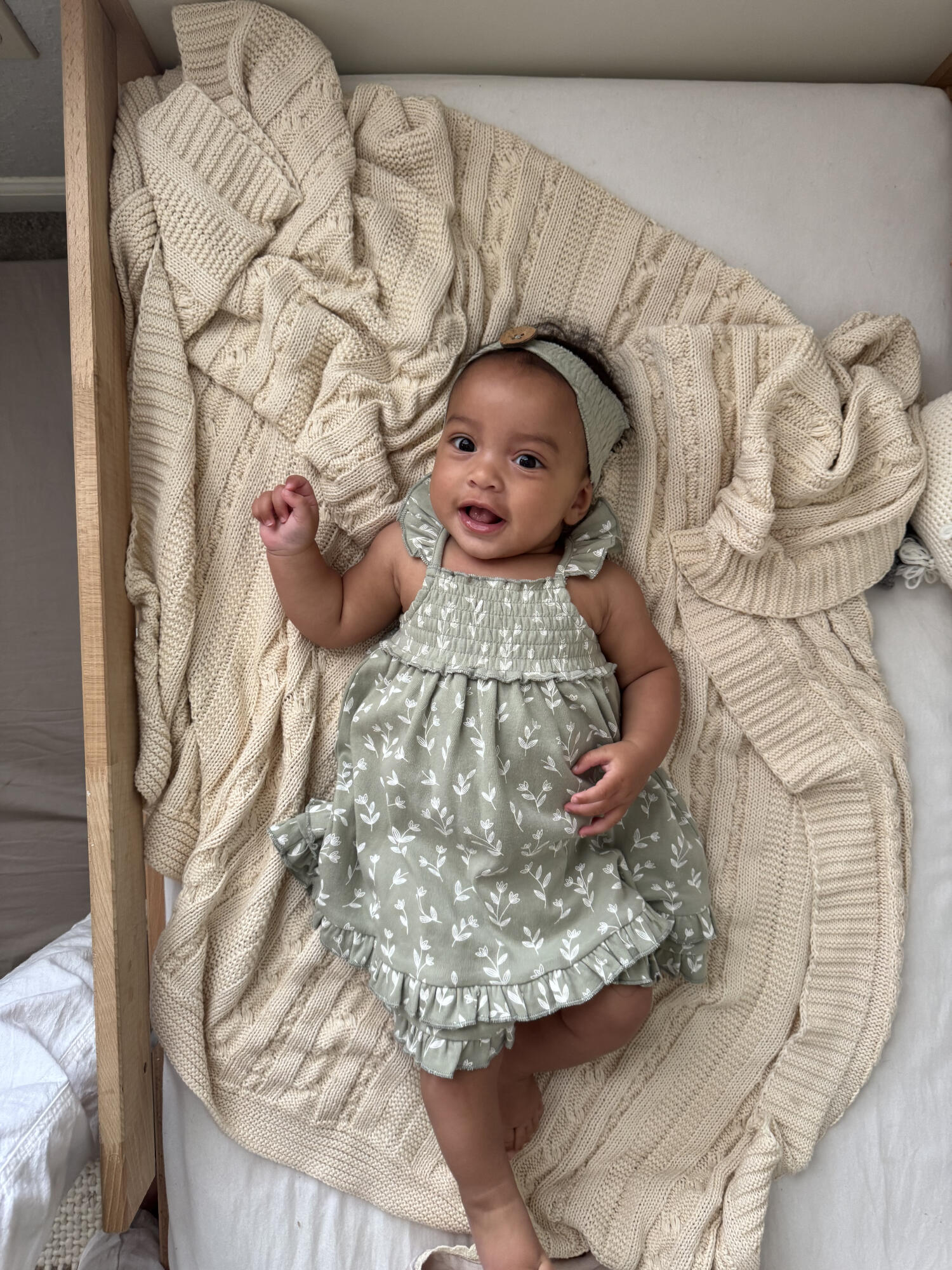 SEAFOAM BLOOM ORGANIC SMOCKED SUMMER DRESS