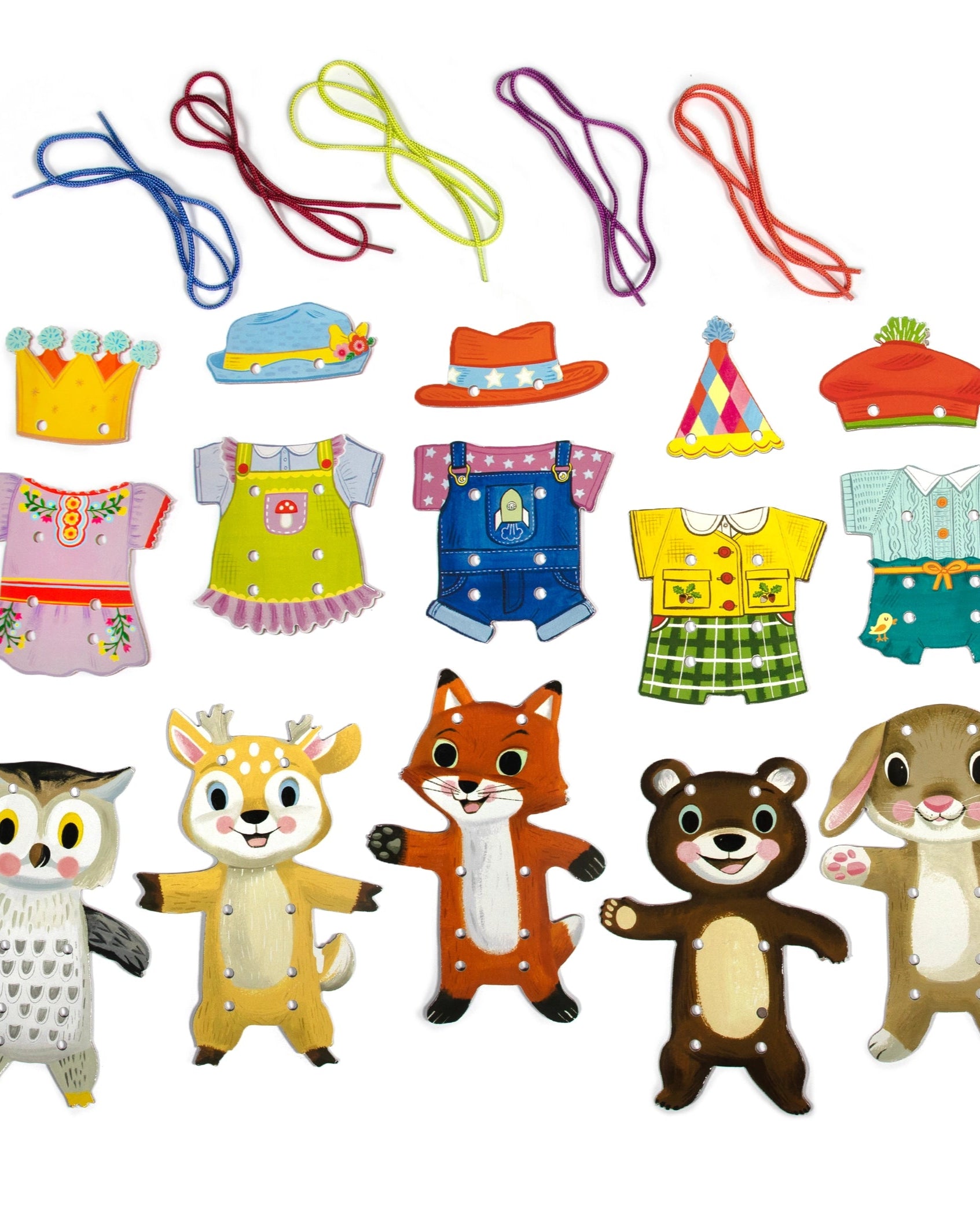 WOODLAND FRIENDS DRESS UP LACING CARDS