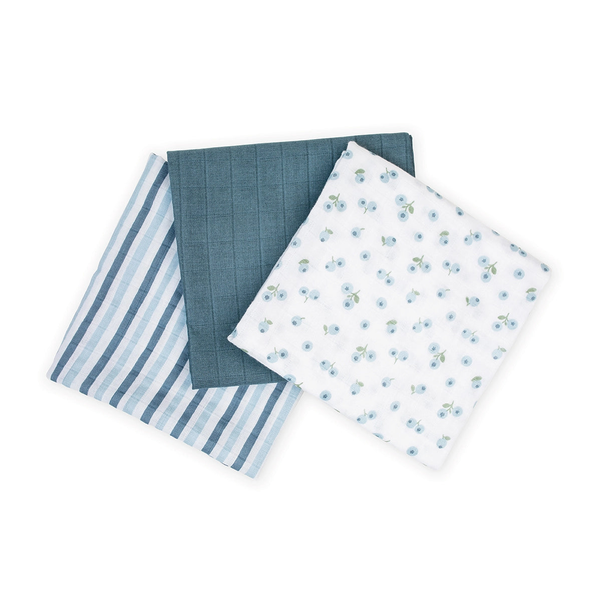 BLUEBERRIES MUSLIN RECEIVING BLANKET - 3 PACK