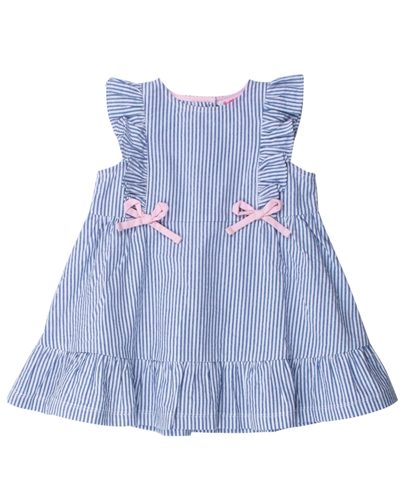 BLUE PINAFORE BOW DRESS