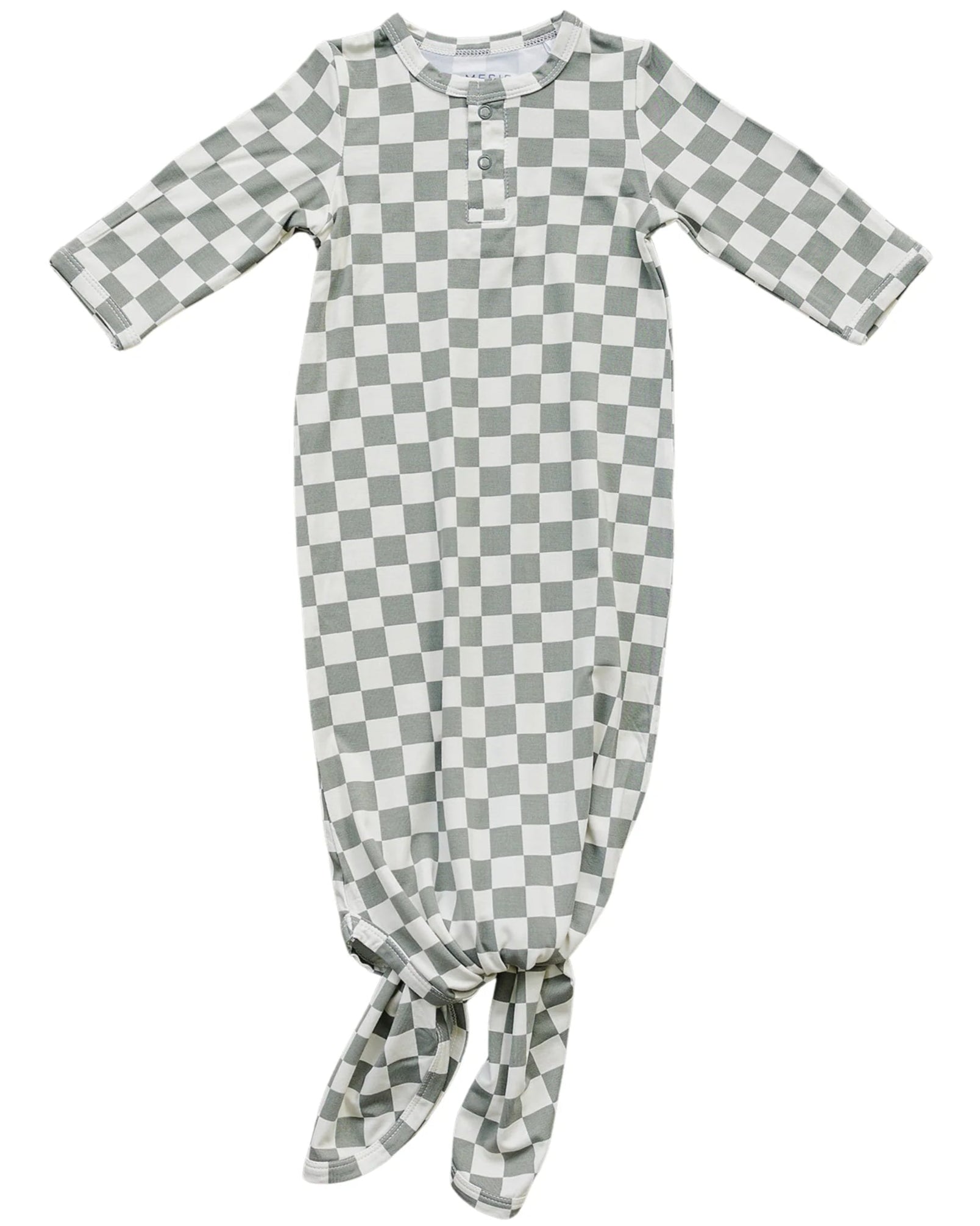 GREEN CHECKERED BAMBOO KNOT GOWN