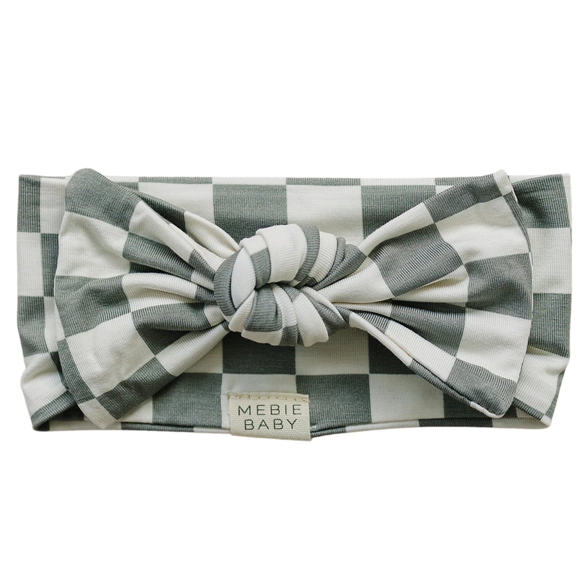 LIGHT GREEN CHECKERED BAMBOO HEAD WRAP