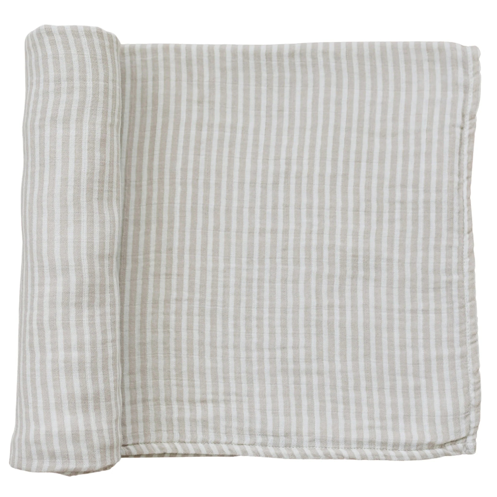 TAUPE STRIPE MUSLIN SWADDLE BLANKET
