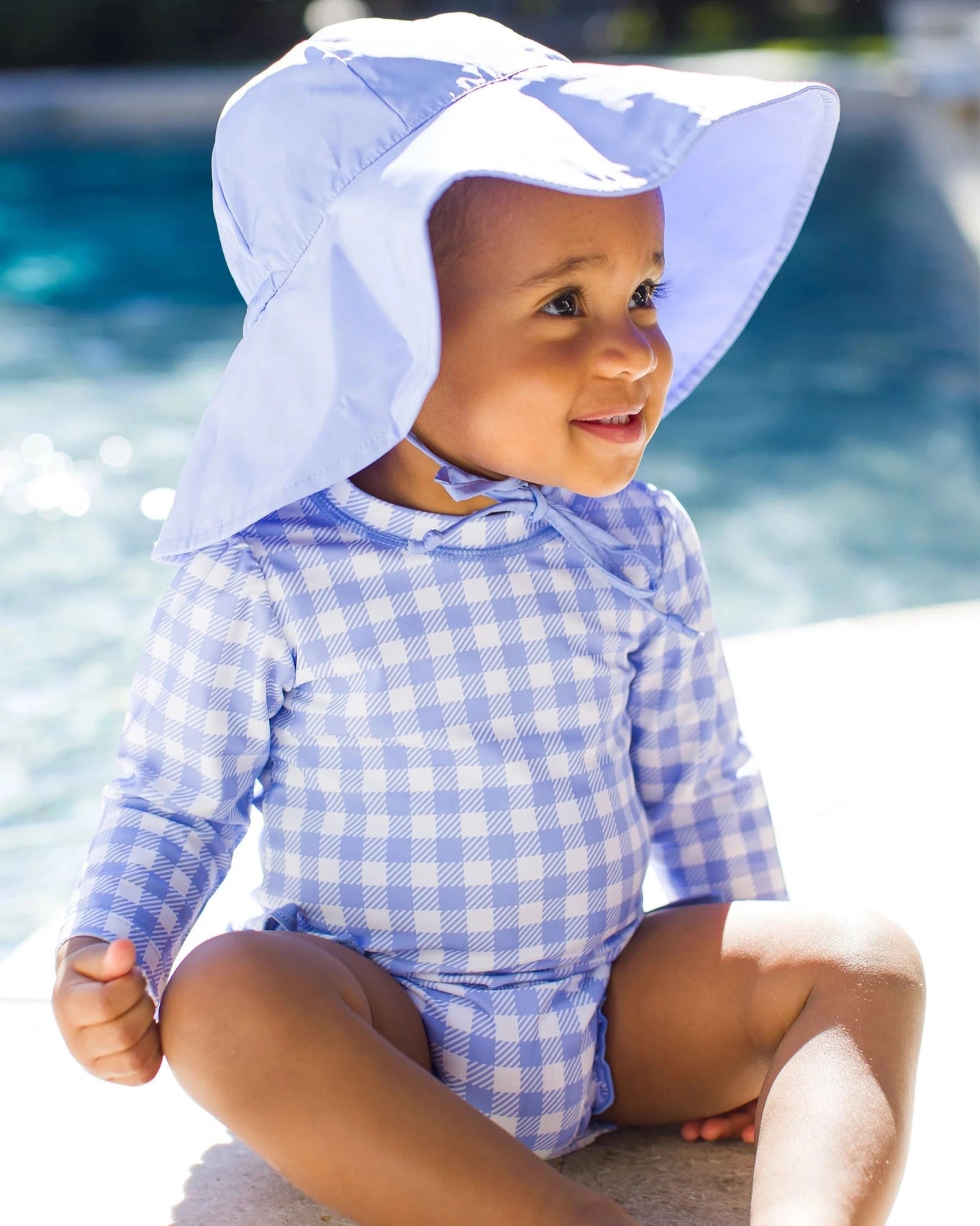 BLUE GINGHAM ONE PIECE RASH GUARD