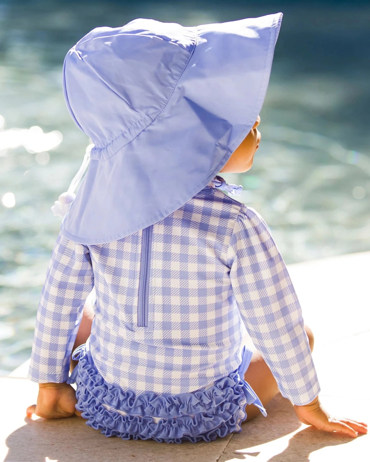 BLUE GINGHAM ONE PIECE RASH GUARD