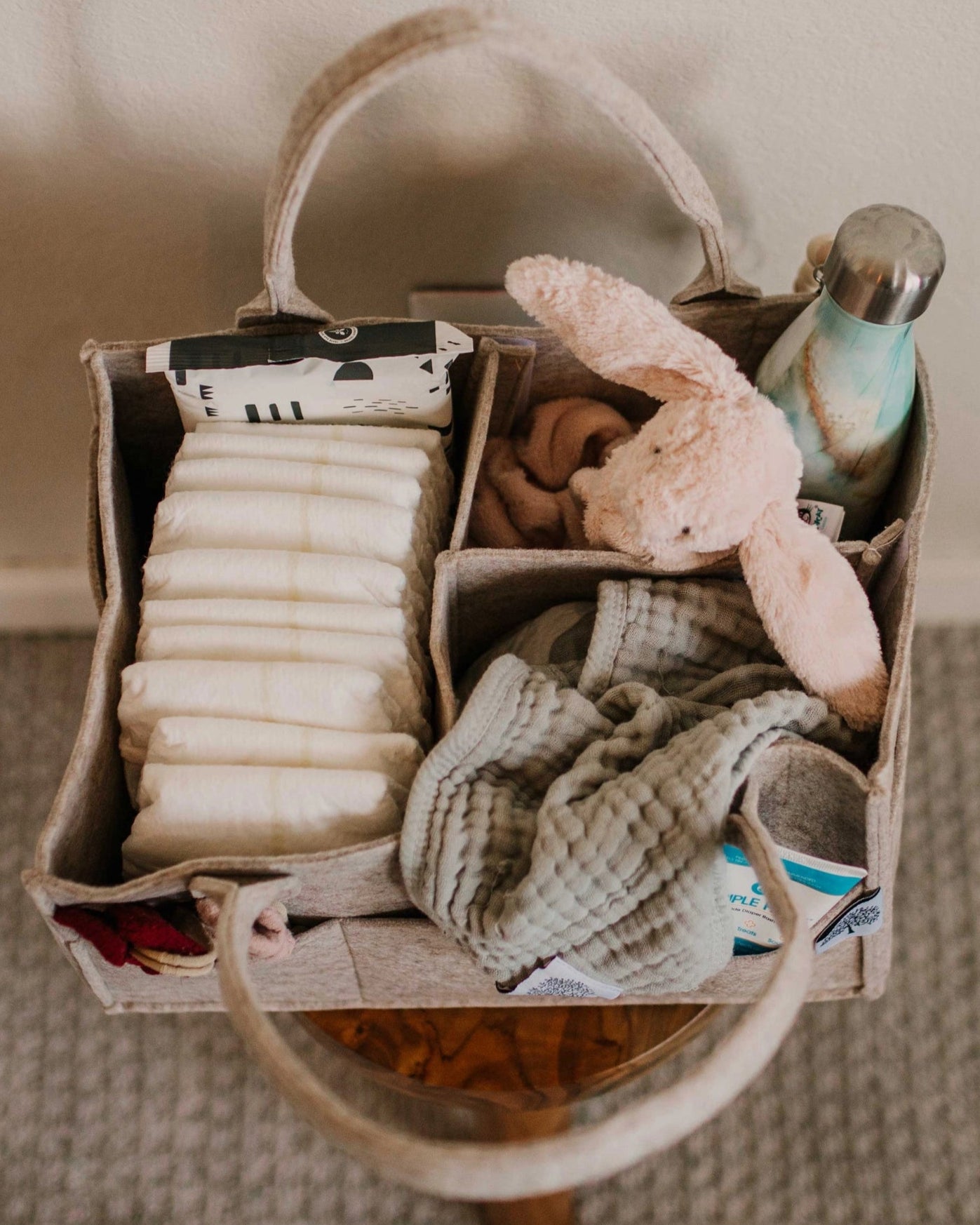 HEATHER WHITE DIAPER CADDY
