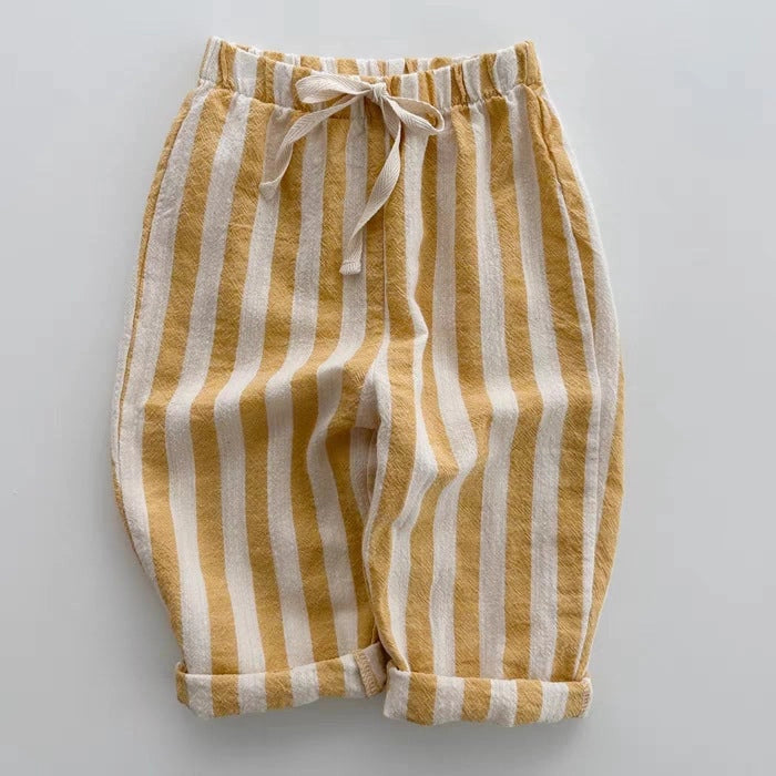 YELLOW THIN STRIPED LOOSE PANTS