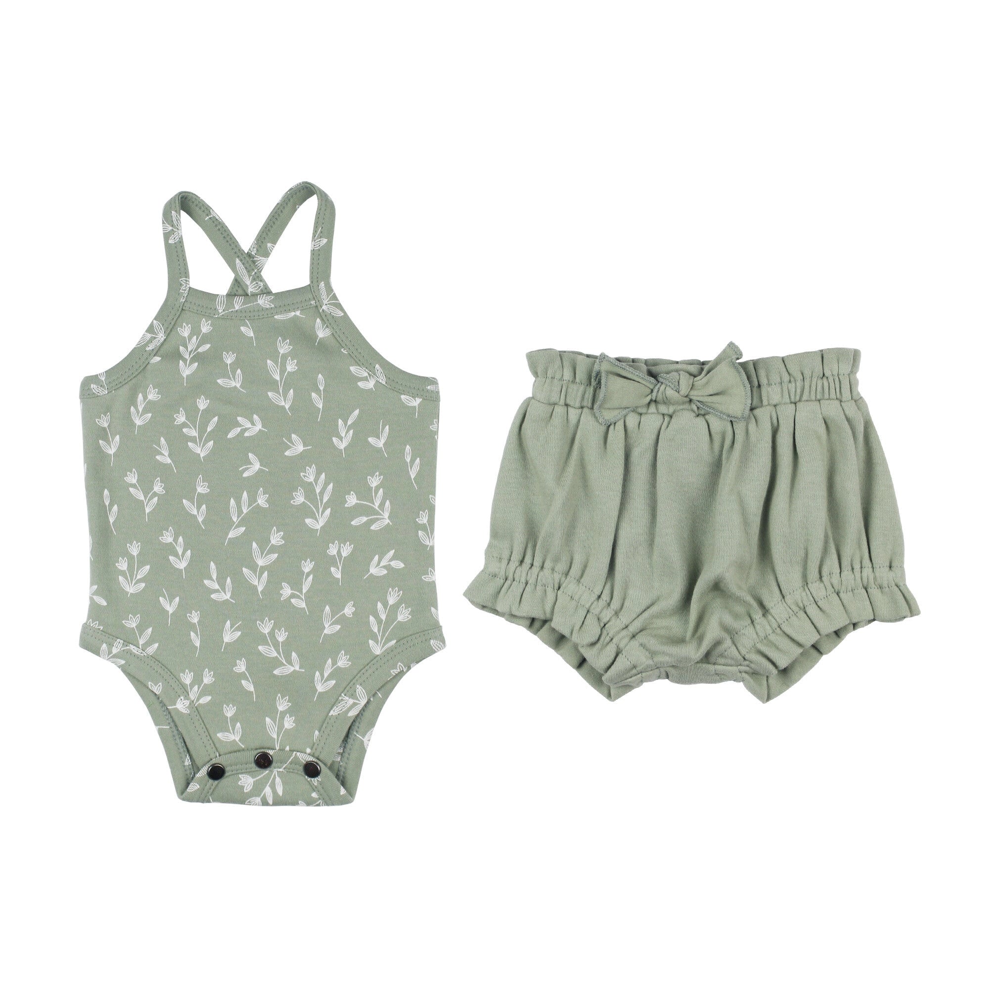 SEAFOAM FLORAL CRISS CROSS BLOOMER SET