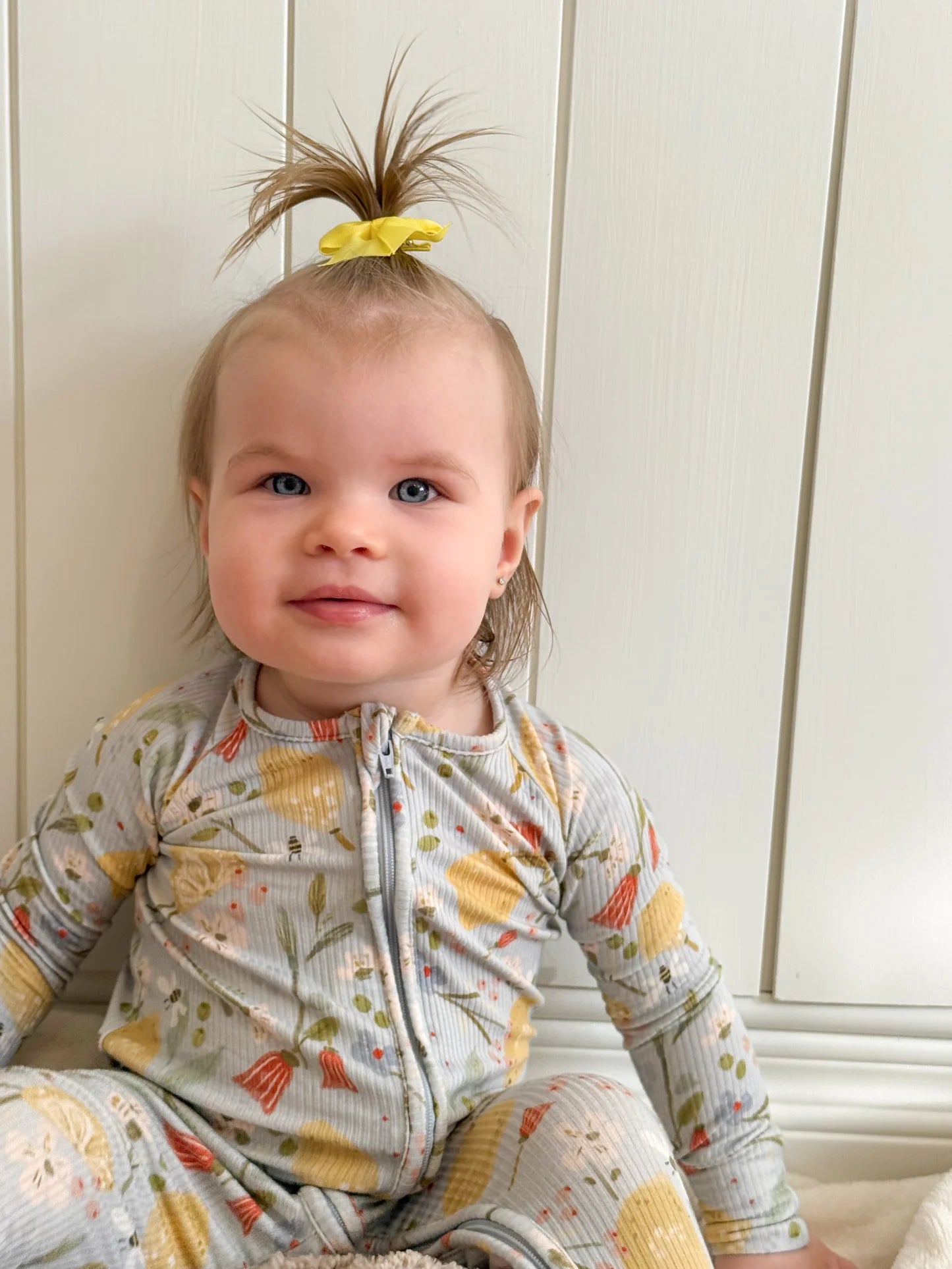 LEMON FLORAL RIBBED BAMBOO ROMPER
