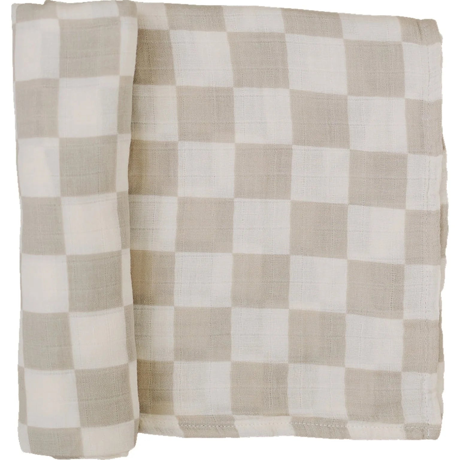 TAUPE CHECKERED MUSLIN SWADDLE BLANKET