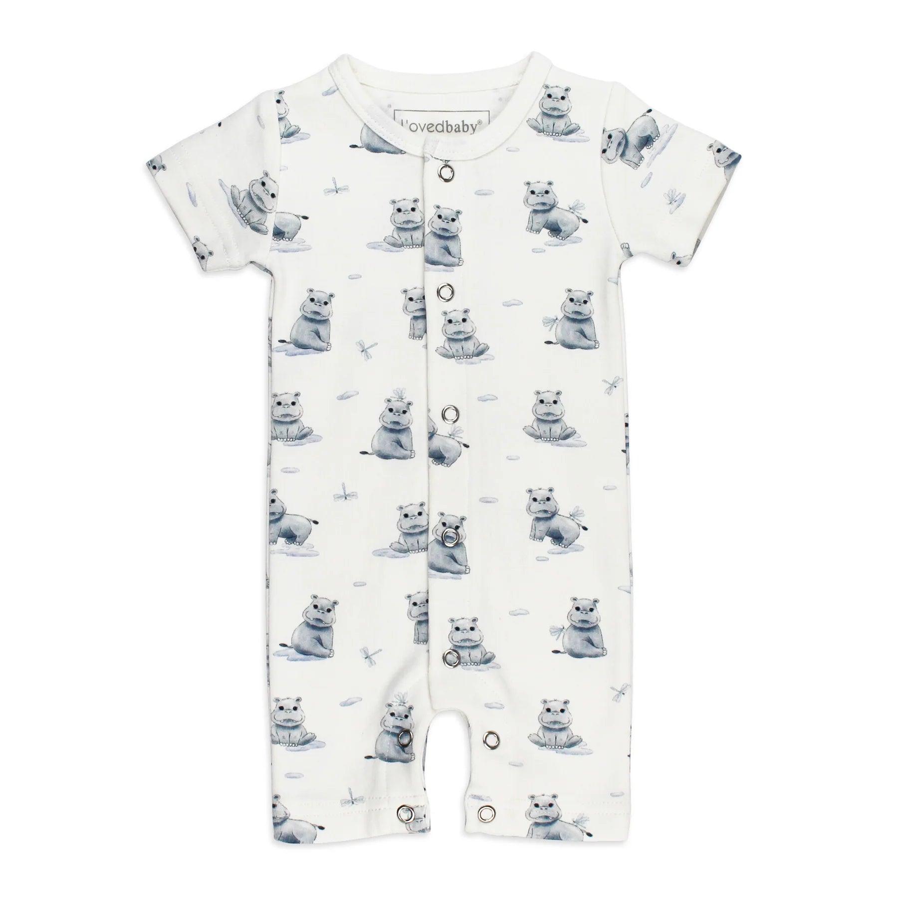 BABY HIPPO SHORT SLEEVE ROMPER - ORGANIC COTTON