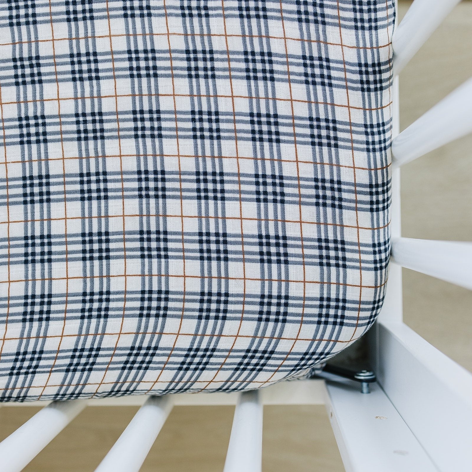 VINTAGE PLAID MUSLIN CRIB SHEET
