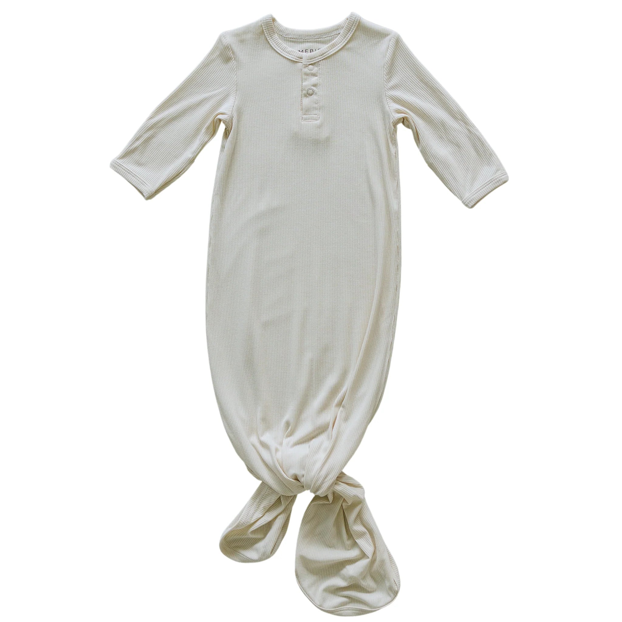 CREAM RIBBED BAMBOO KNOT GOWN