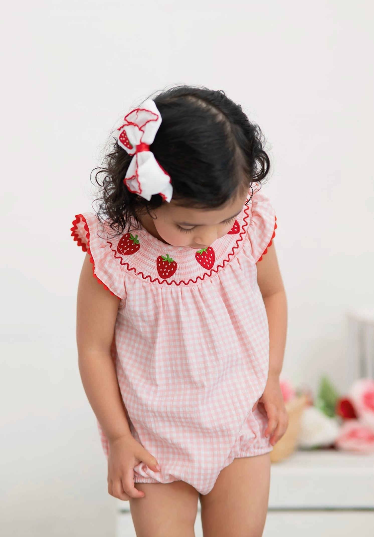 STRAWBERRY FIELDS PLAID ROMPER