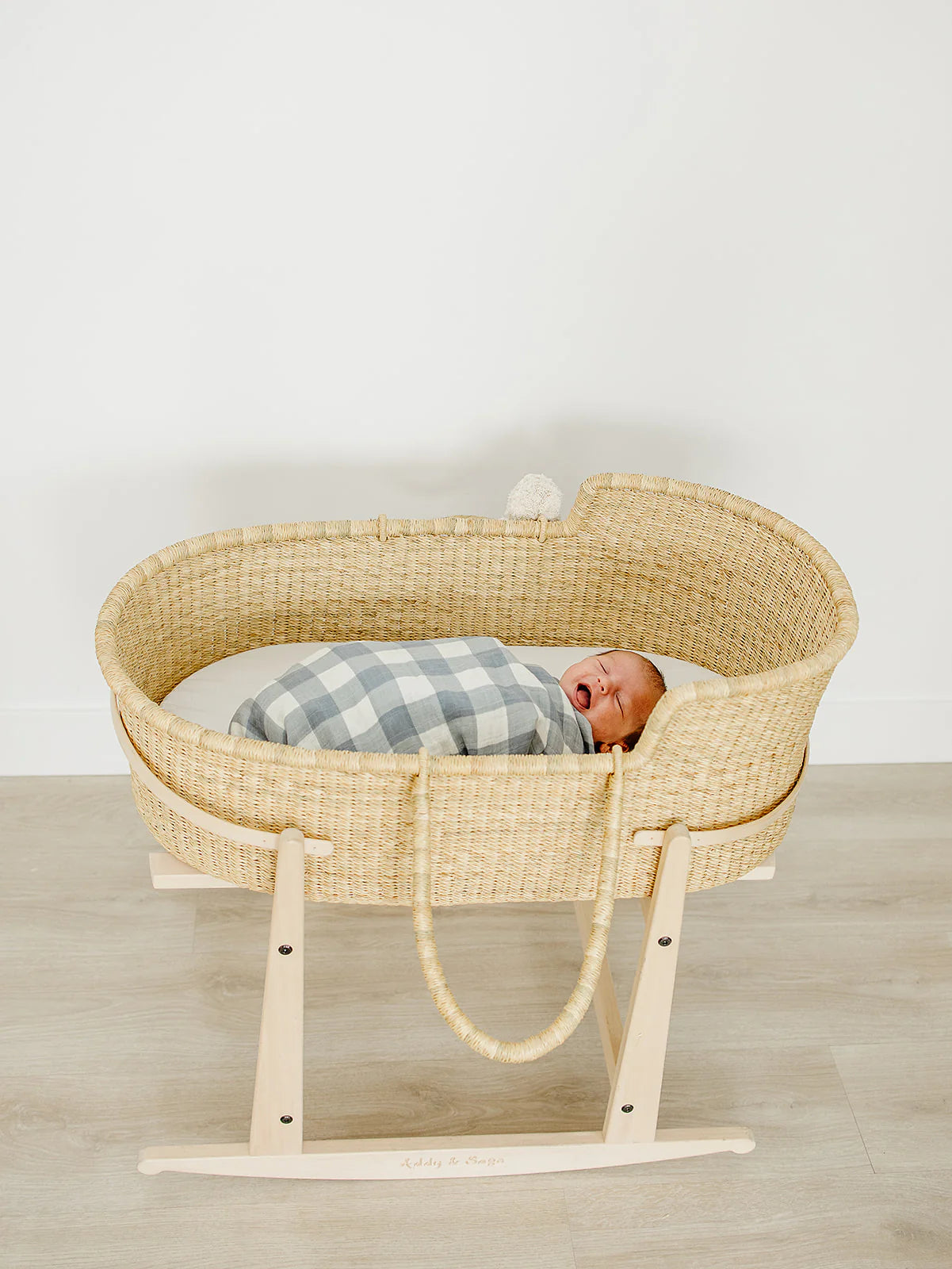 DUSTY BLUE GINGHAM MUSLIN SWADDLE