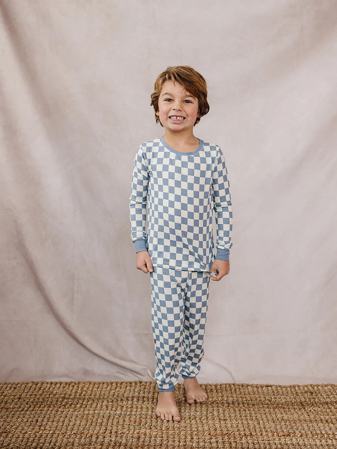 BLUE CHECKERED BAMBOO COZY SET