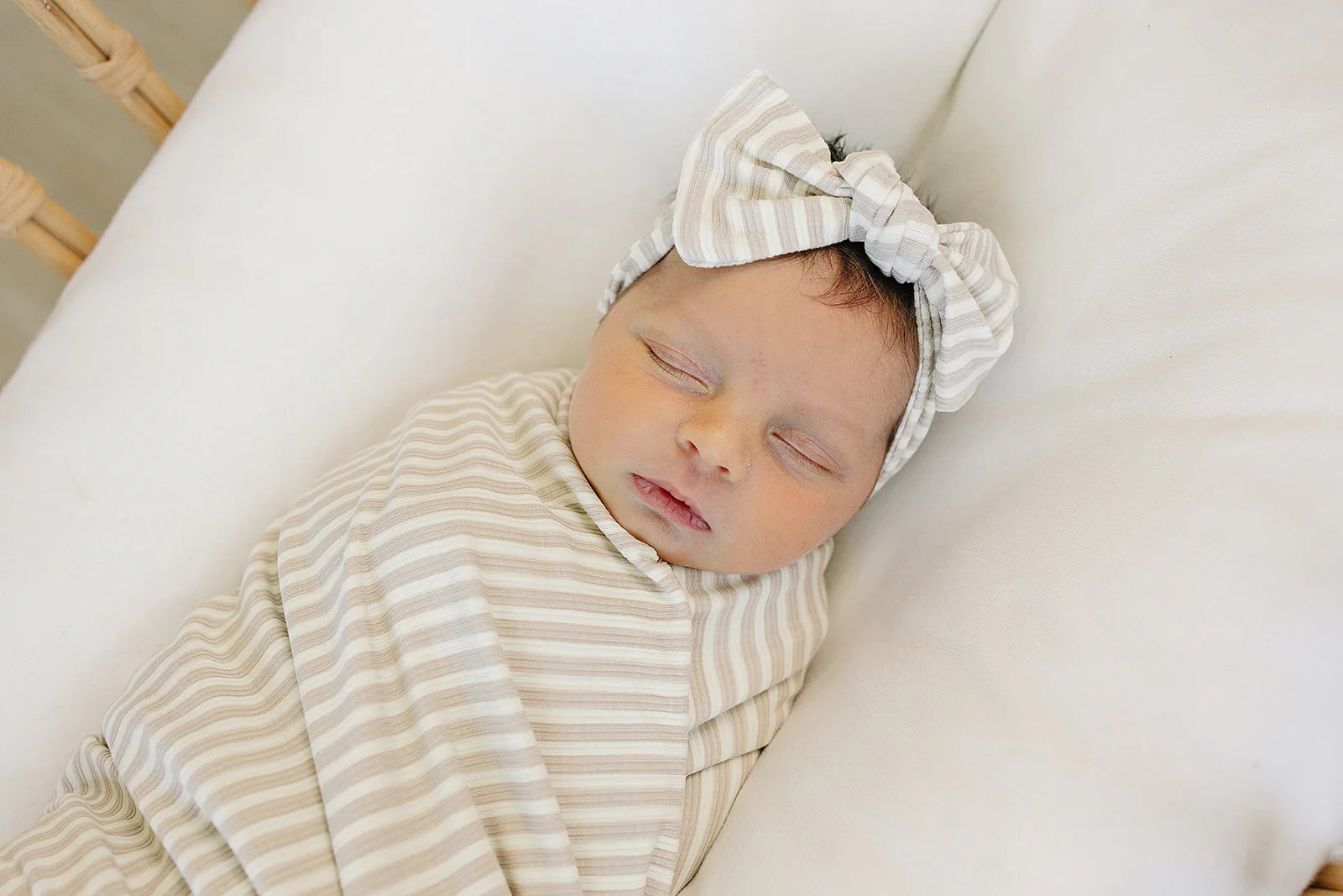 TAUPE STRIPE BAMBOO HEAD WRAP