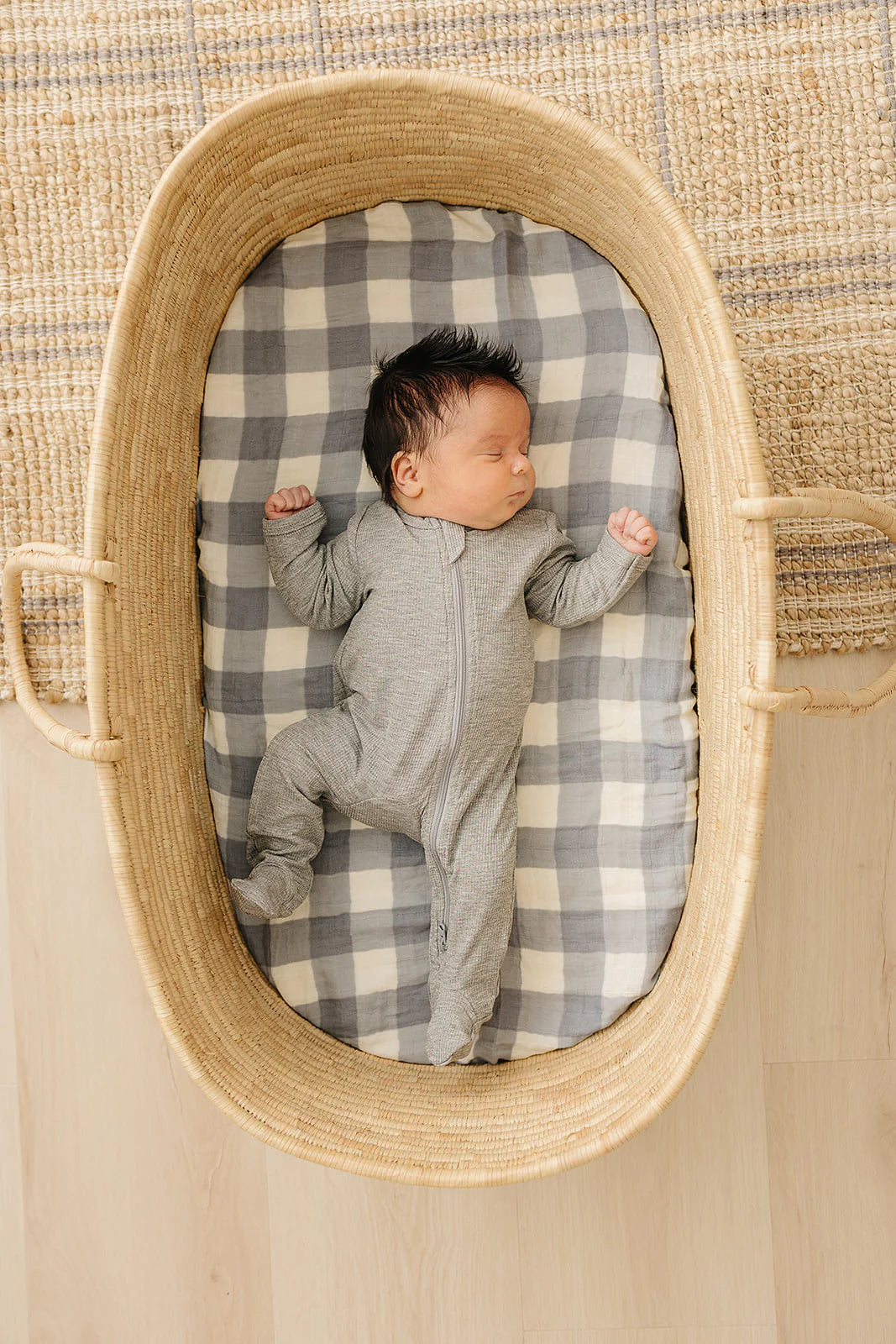 DUSTY BLUE GINGHAM MUSLIN SWADDLE