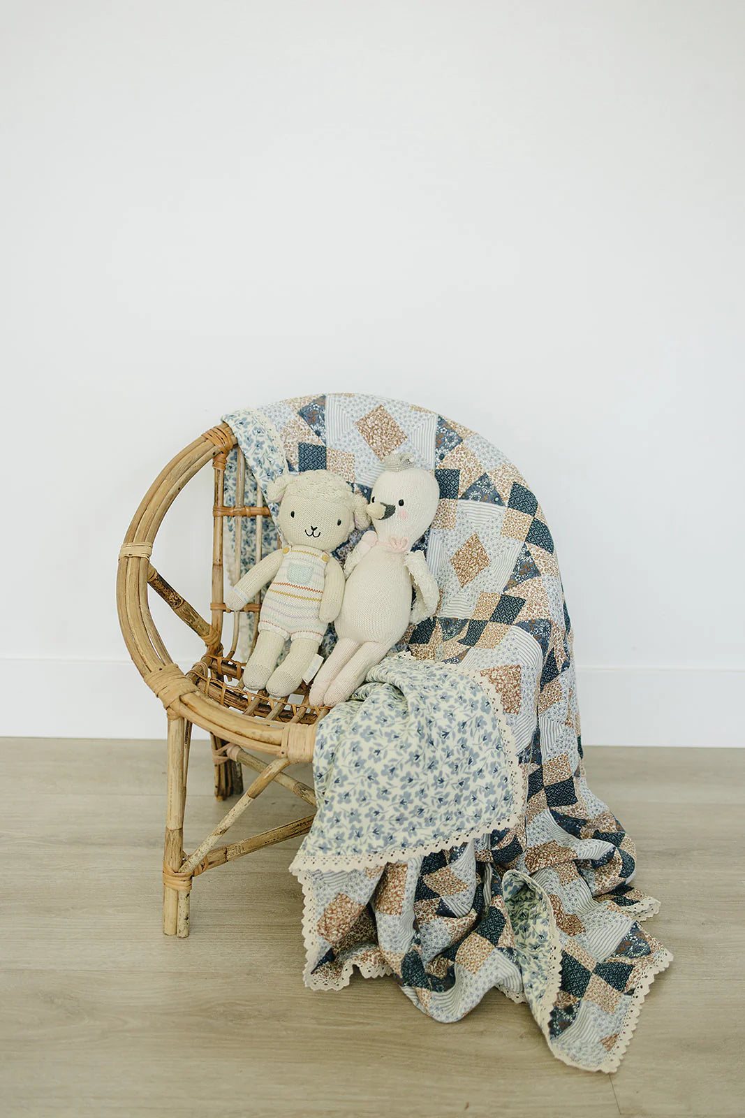 PATCHWORK + BLUE BLOSSOM LACE MUSLIN QUILT