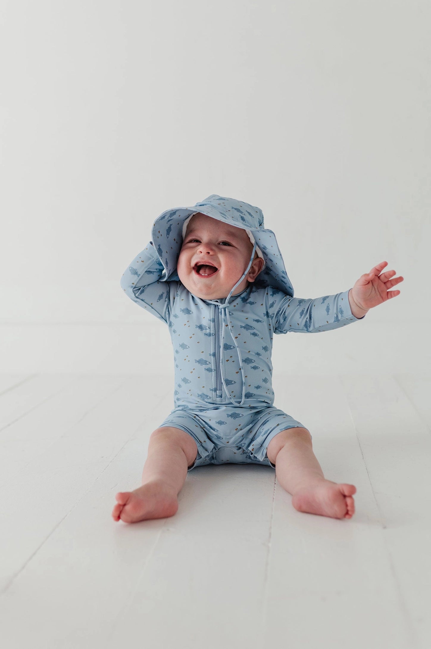 FISH ONE-PIECE RASH GUARD SWIMSUIT