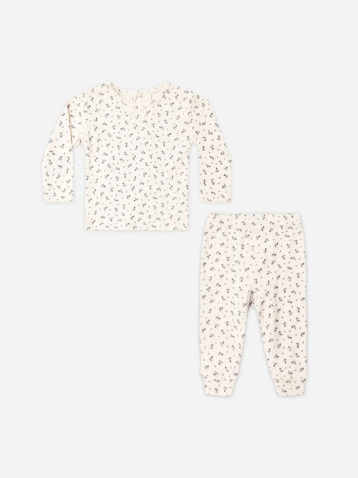 POINTELLE LONG SLEEVE TEE + LEGGINGS - BLUE DITSY