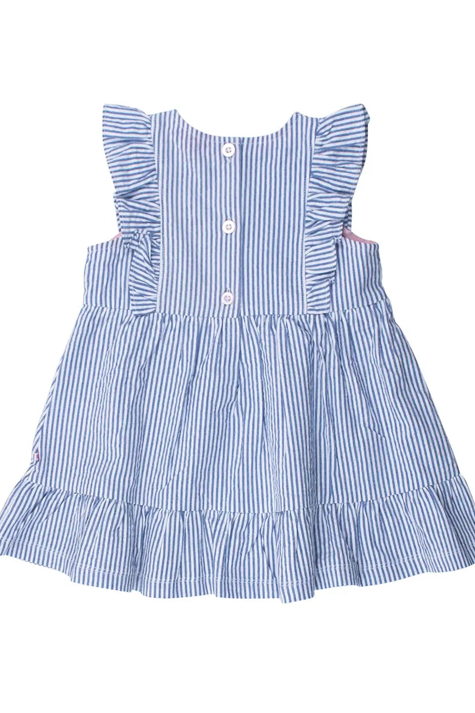 BLUE PINAFORE BOW DRESS