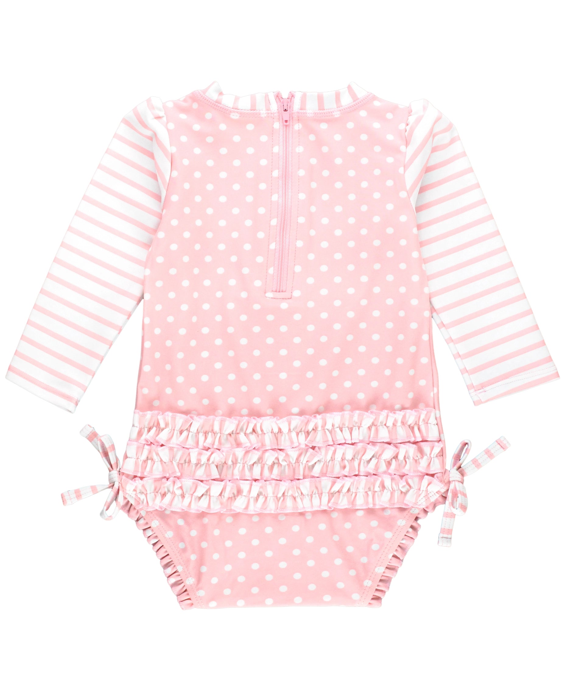 PINK POLKA DOT LONG SLEEVE RASH GUARD