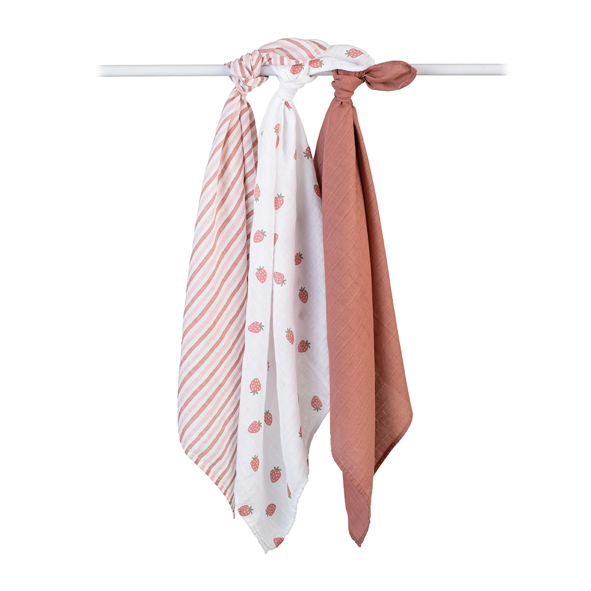 STRAWBERRIES MUSLIN RECEIVING BLANKET - 3 PACK