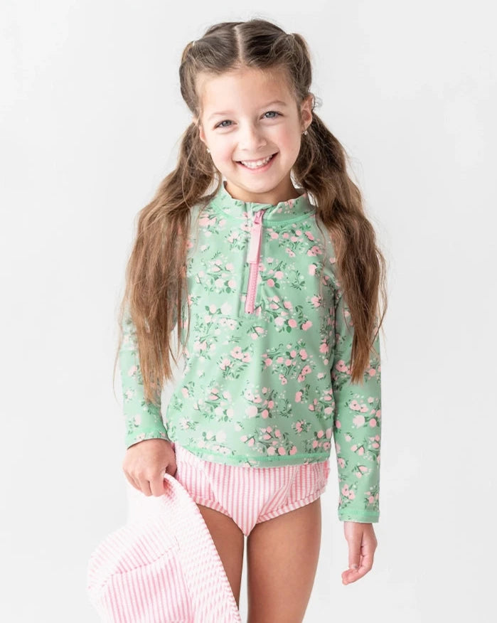 TEA ROSES LONG SLEEVE RASH GUARD - 2 PIECE
