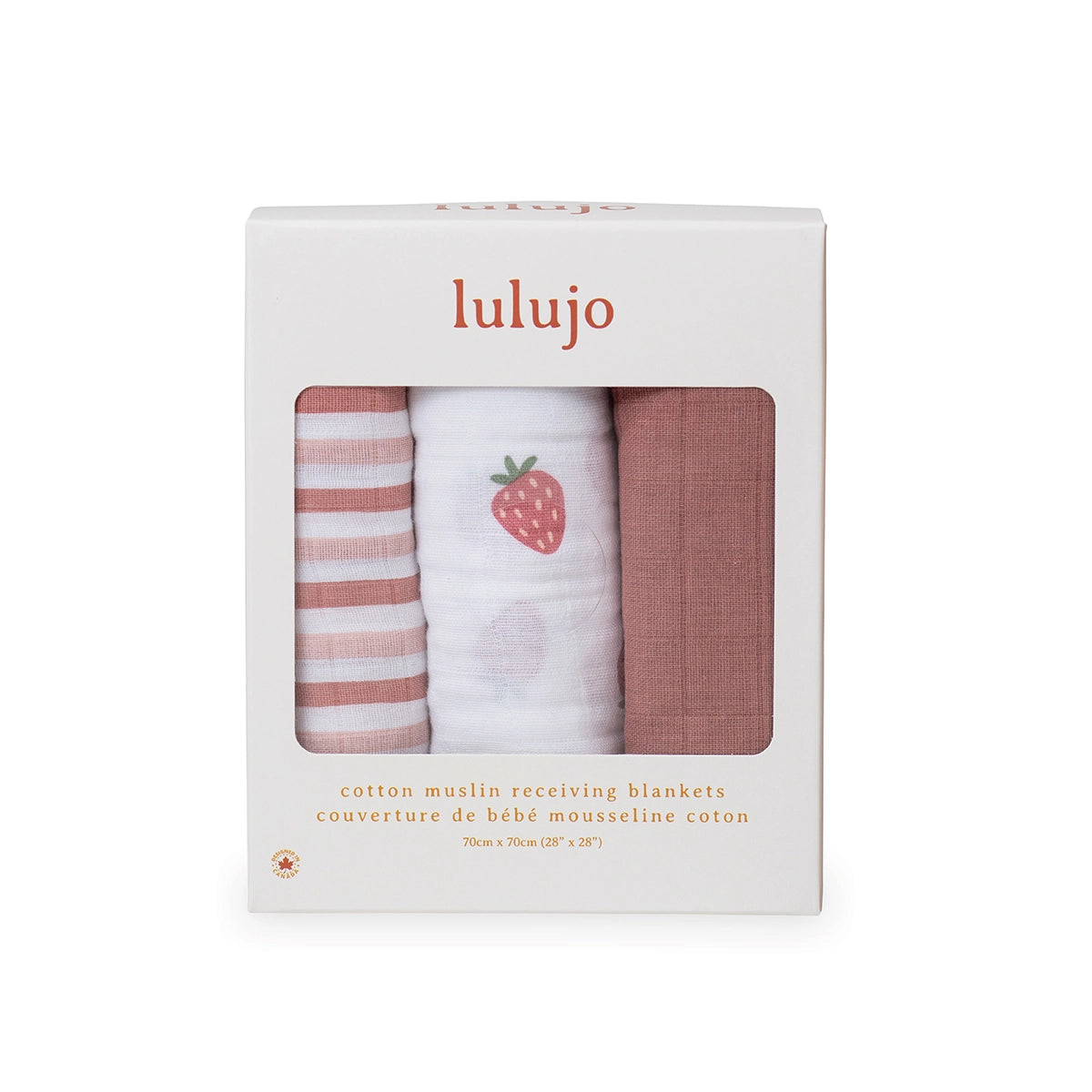 STRAWBERRIES MUSLIN RECEIVING BLANKET - 3 PACK