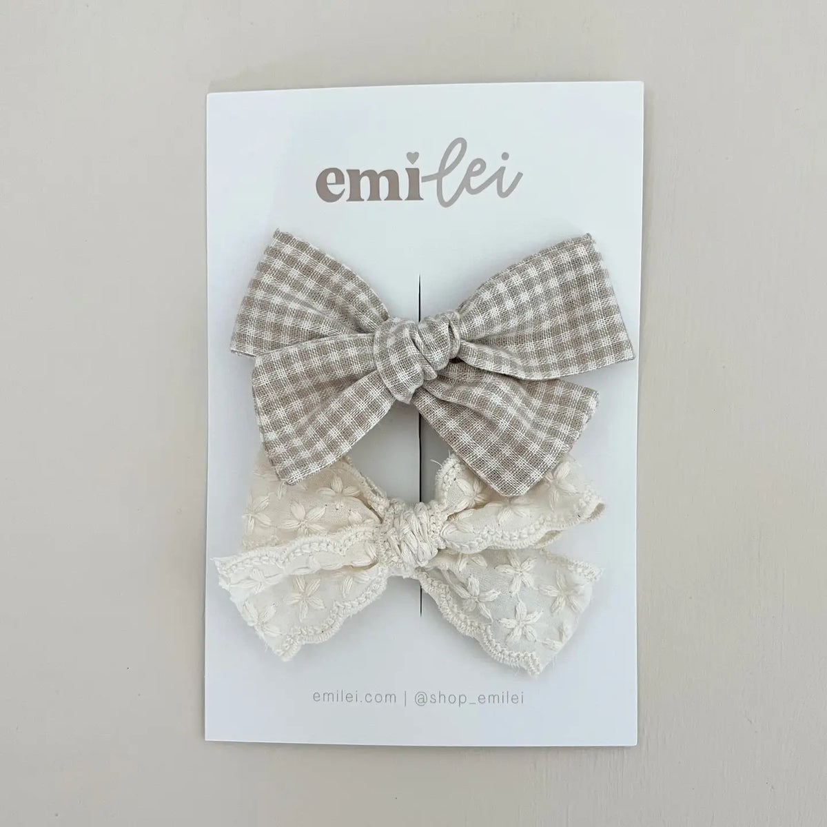 LACE + GINGHAM BOW CLIPS