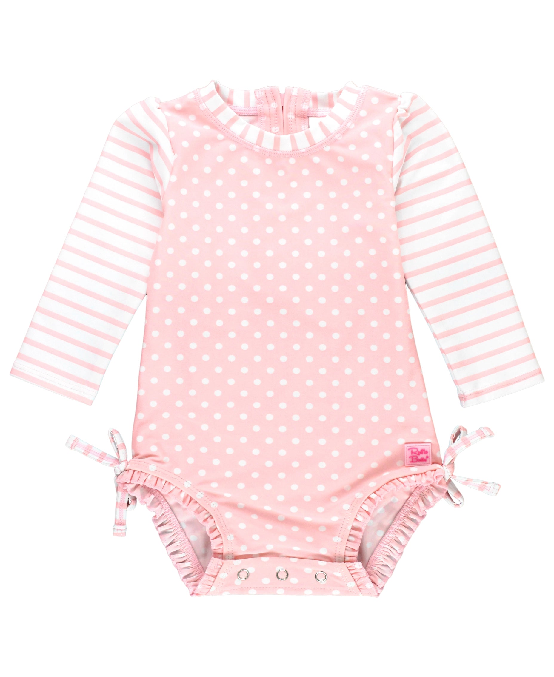 PINK POLKA DOT LONG SLEEVE RASH GUARD