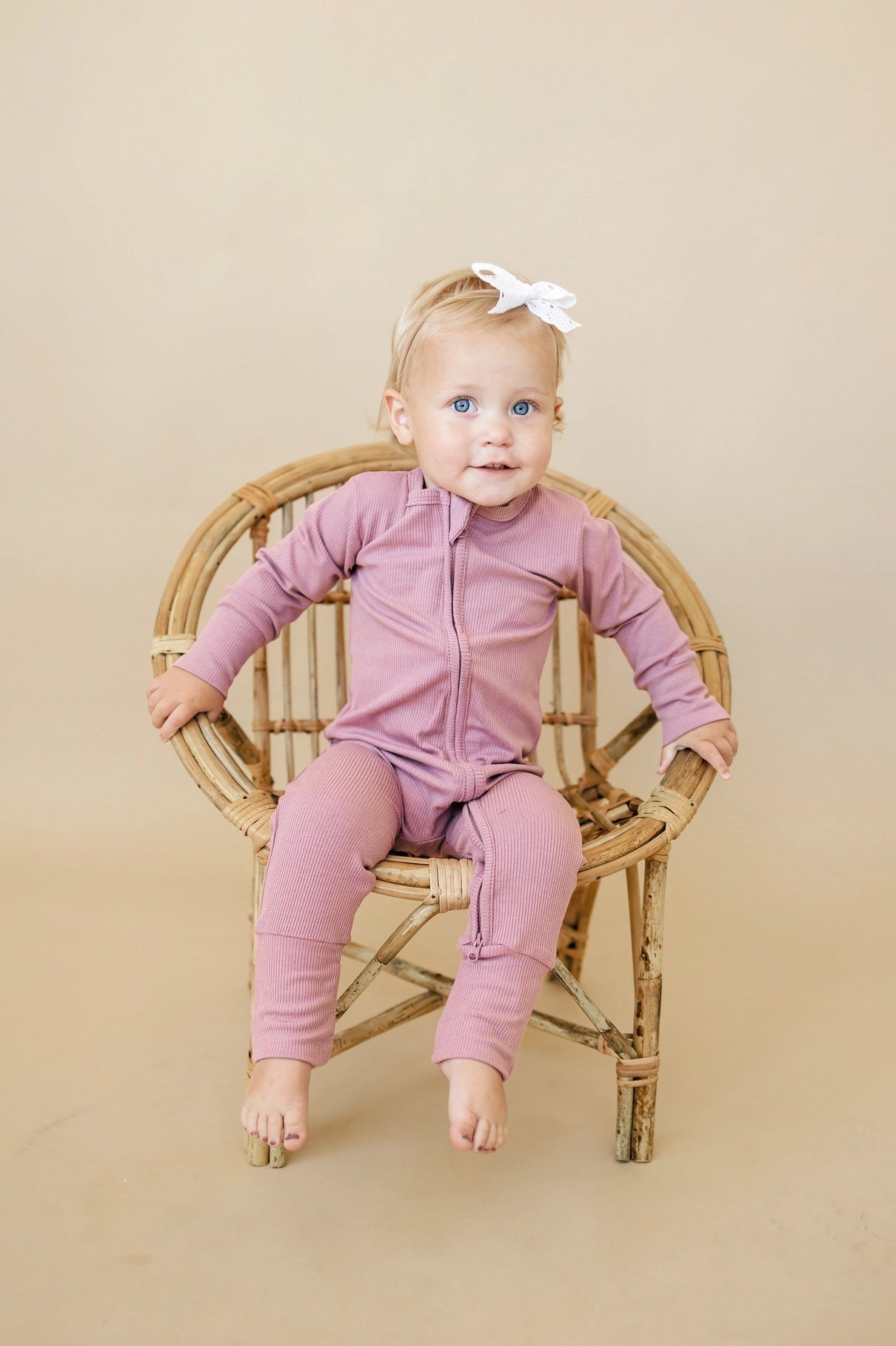 BERRY RIBBED ONESIE - BAMBOO