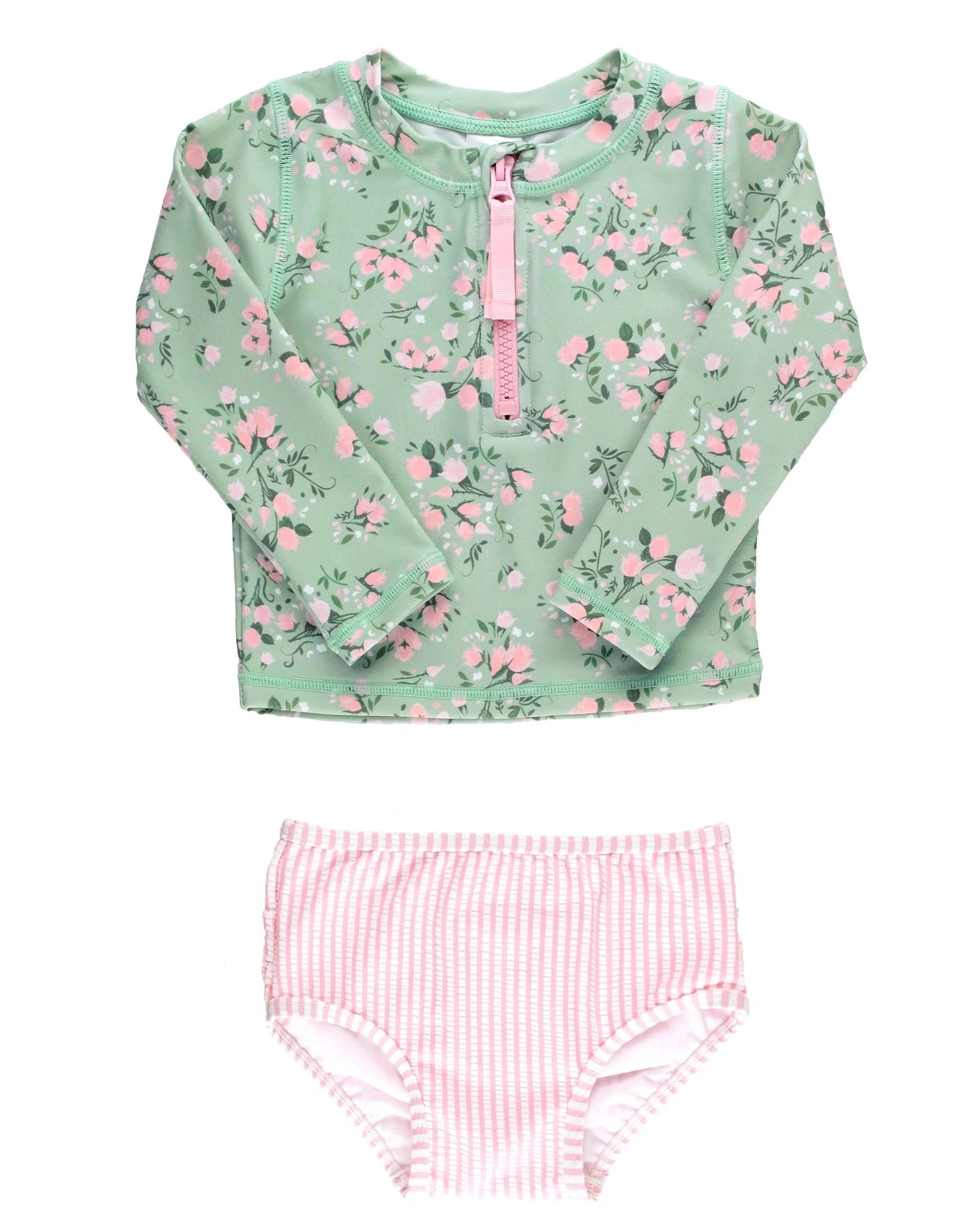 TEA ROSES LONG SLEEVE RASH GUARD - 2 PIECE