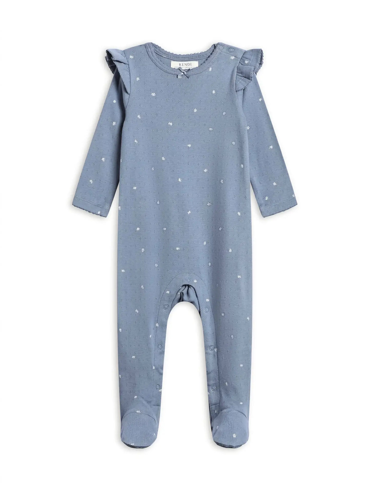 LUCILLE POINTELLE RUFFLE FOOTED ROMPER - MACY BLUEN