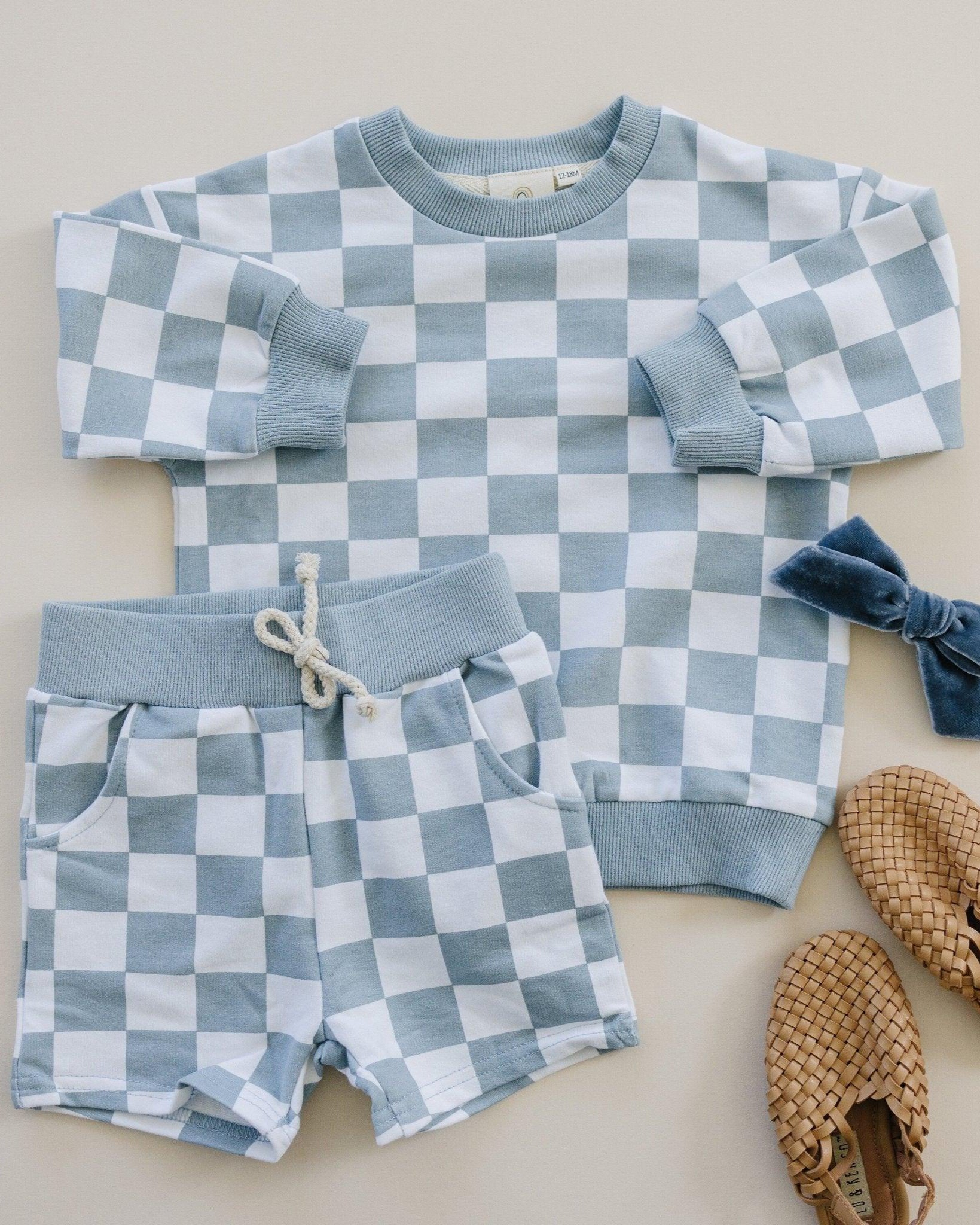 CHECKERED CREW + SHORT SET