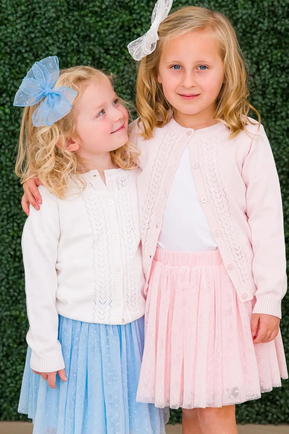 BABY PINK POINTELLE CARDIGAN