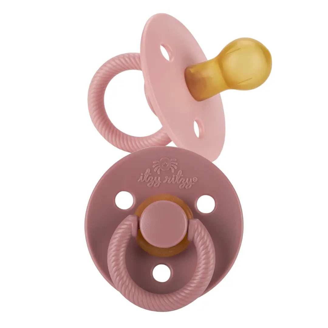 ITZY SOOTHER NATURAL RUBBER PACI SET - BLOSSOM + ROSEWOOD