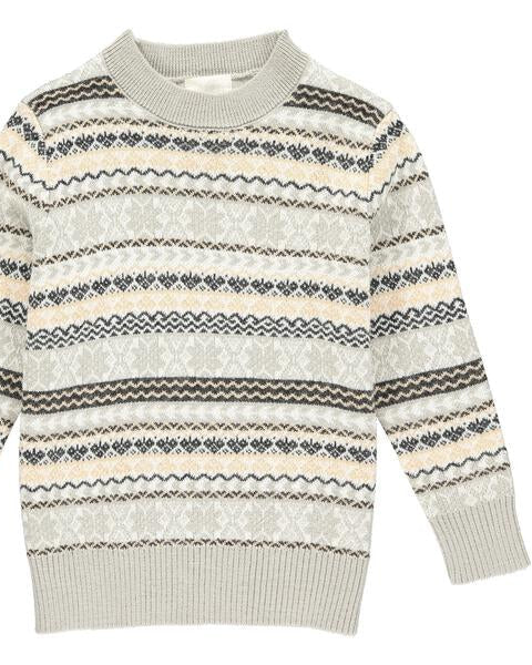 OSLO SWEATER - GREY/BEIGE FAIRISLE