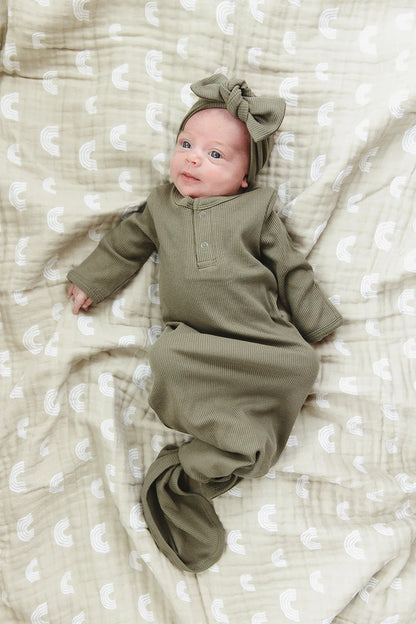 WINTER GREEN ORGANIC COTTON KNOT GOWN
