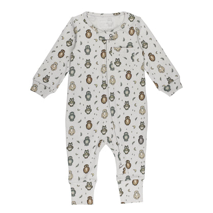 ORGANIC ZIPPER ROMPER - OWL HOO?