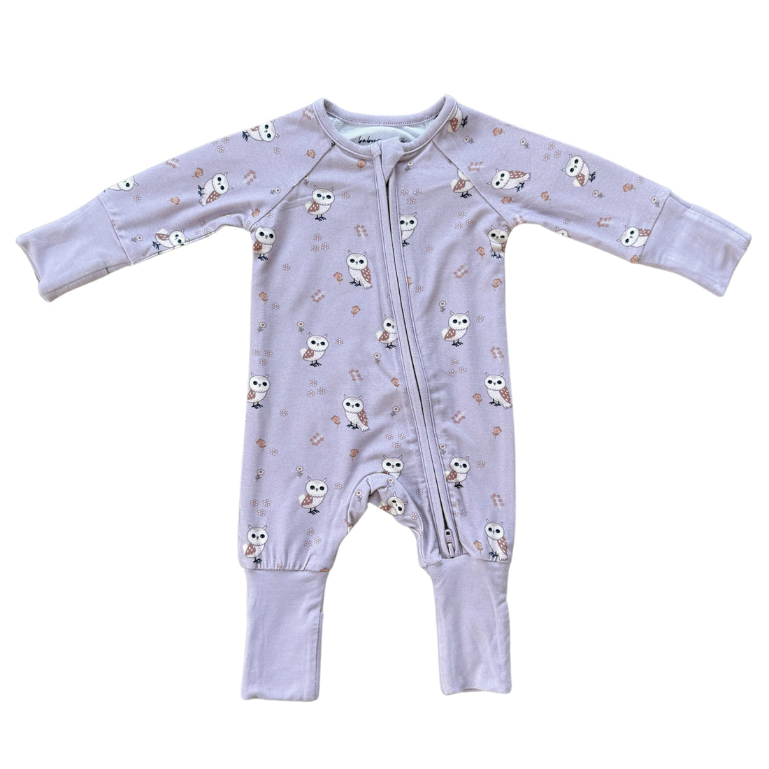 BAMBOO ZIP ROMPER - LAVENDER OWL