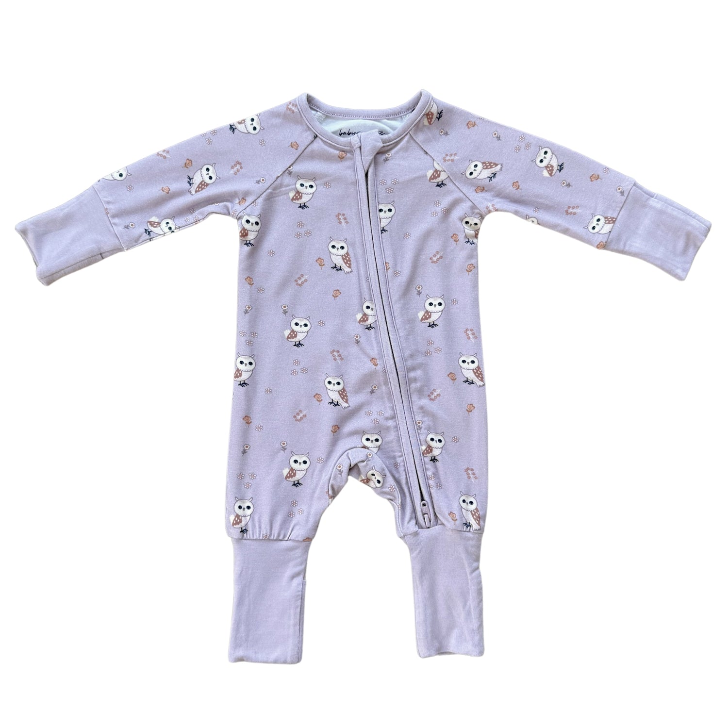 BAMBOO ZIP ROMPER - LAVENDER OWL