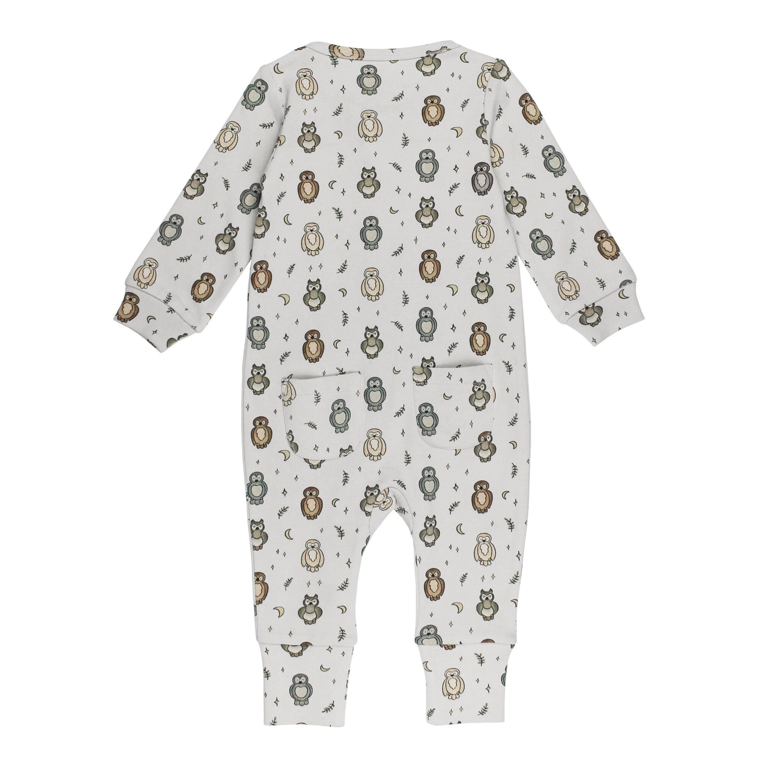 ORGANIC ZIPPER ROMPER - OWL HOO?