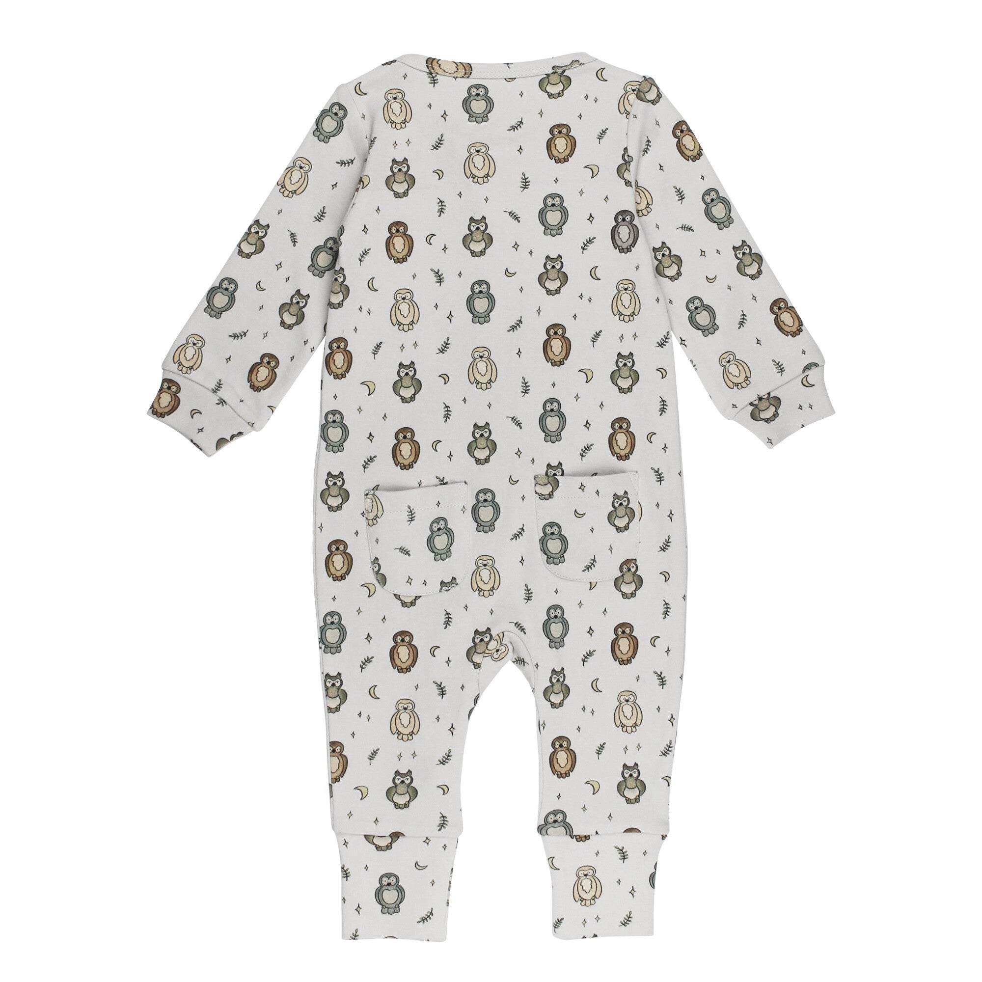 ORGANIC ZIPPER ROMPER - OWL HOO?