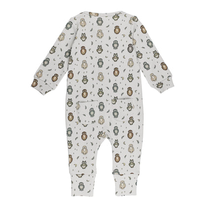 ORGANIC ZIPPER ROMPER - OWL HOO?