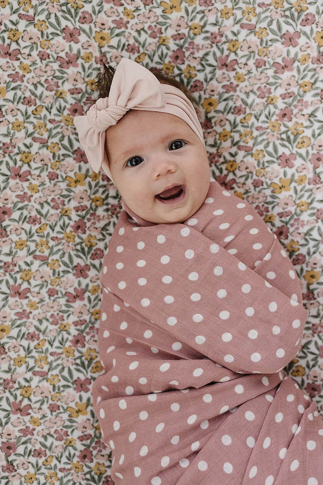 PINK PETAL DOT MUSLIN SWADDLE BLANKET