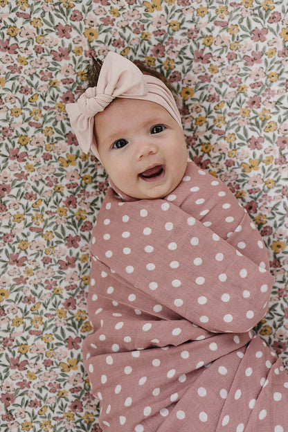 PINK PETAL DOT MUSLIN SWADDLE BLANKET